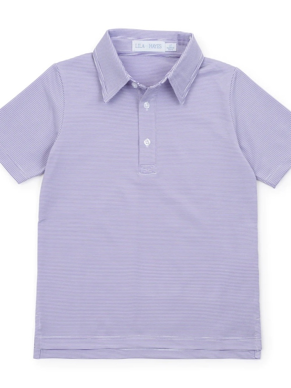 NWT Lila and Hayes Will Performance Polo in Purple Stripes